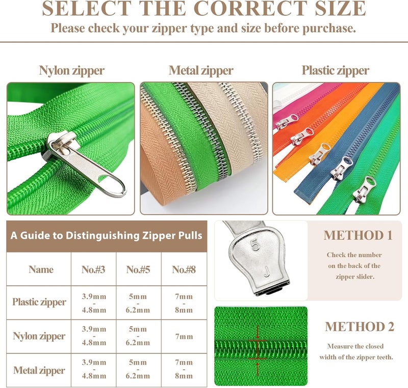 Vintex 60 Pcs Zipper Repair Kit with Replacement Sliders, #5 Metal Zipper Pull Replacement Kit for Jackets, Coats, Tents, Backpacks, Sleeping Bags, and Luggage - Image 3